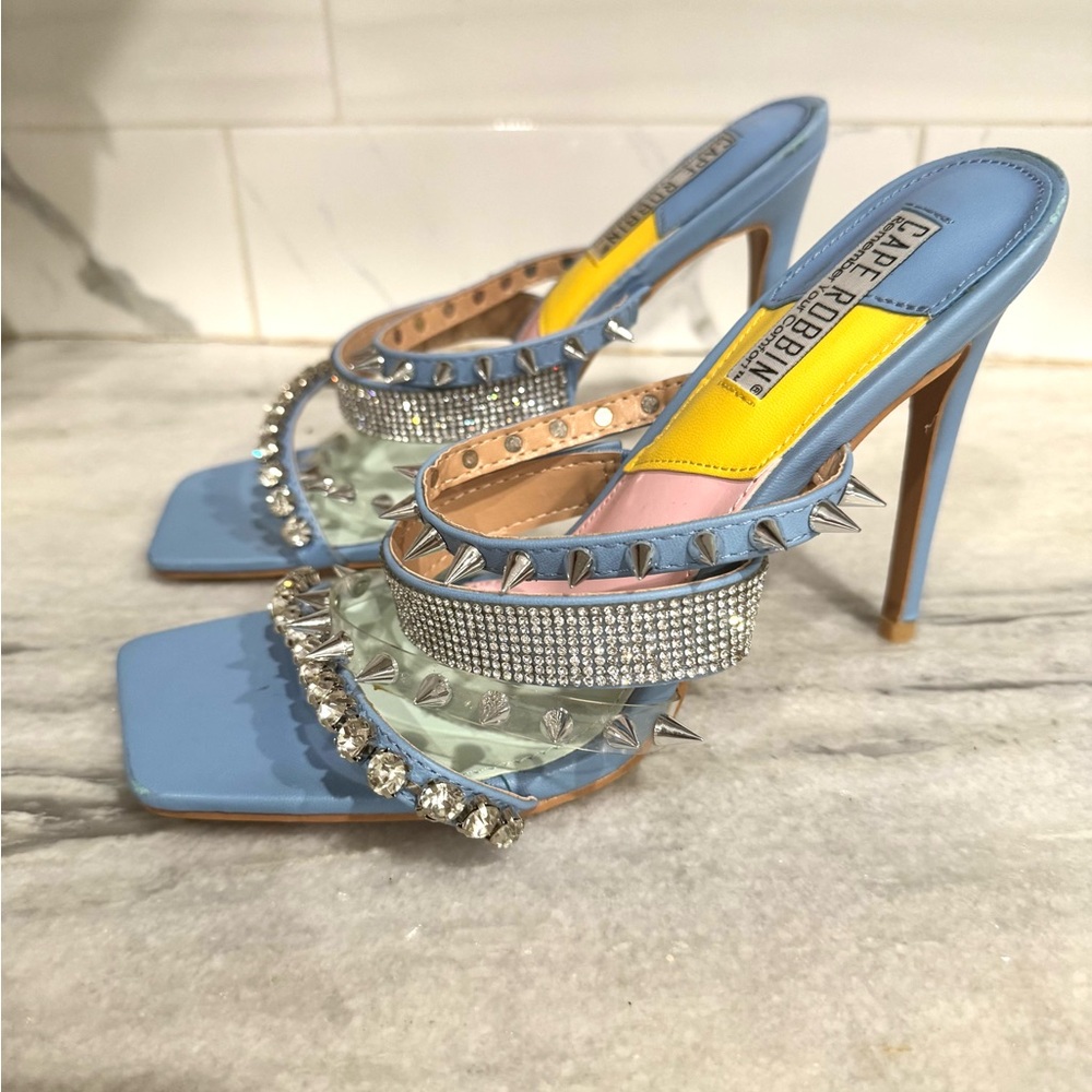 Cape Robbin Blue and Silver Spiked Heels - Picture 5 of 9